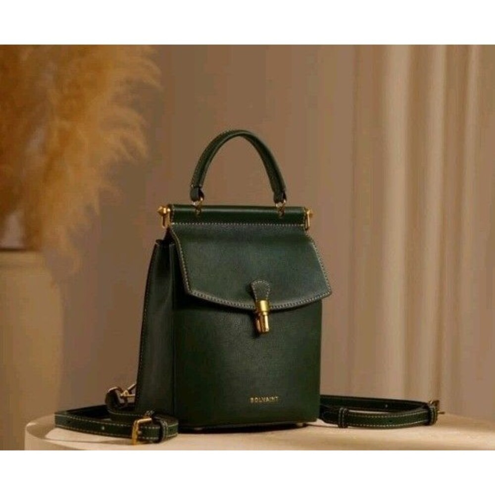 NWT Bolvaint "The Françoise" Backpack Factory Sealed Luxury Leather Forest Green